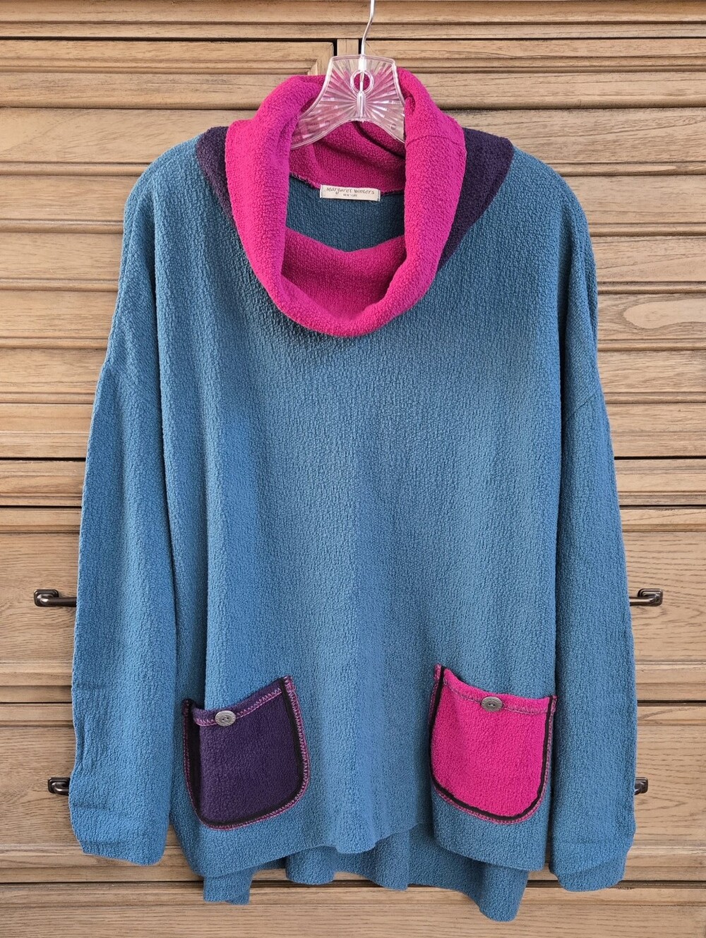 Margaret Winters Cowl Neck Color Block Sweater